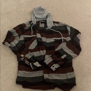 Men's Striped Hoodie Sweater Size L